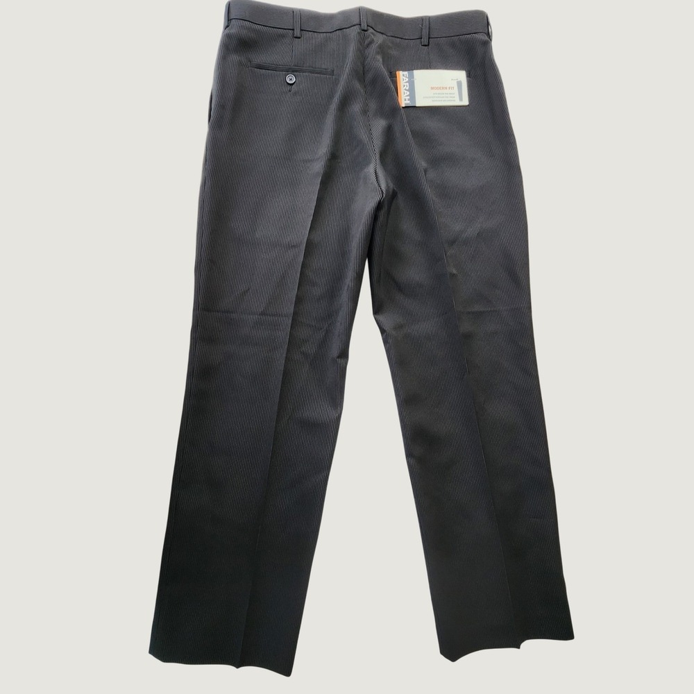NEW Farah Mens 36/30 Modern Fit Charcoal Gray Pinstripe Mid-Rise Dress Pants NWT